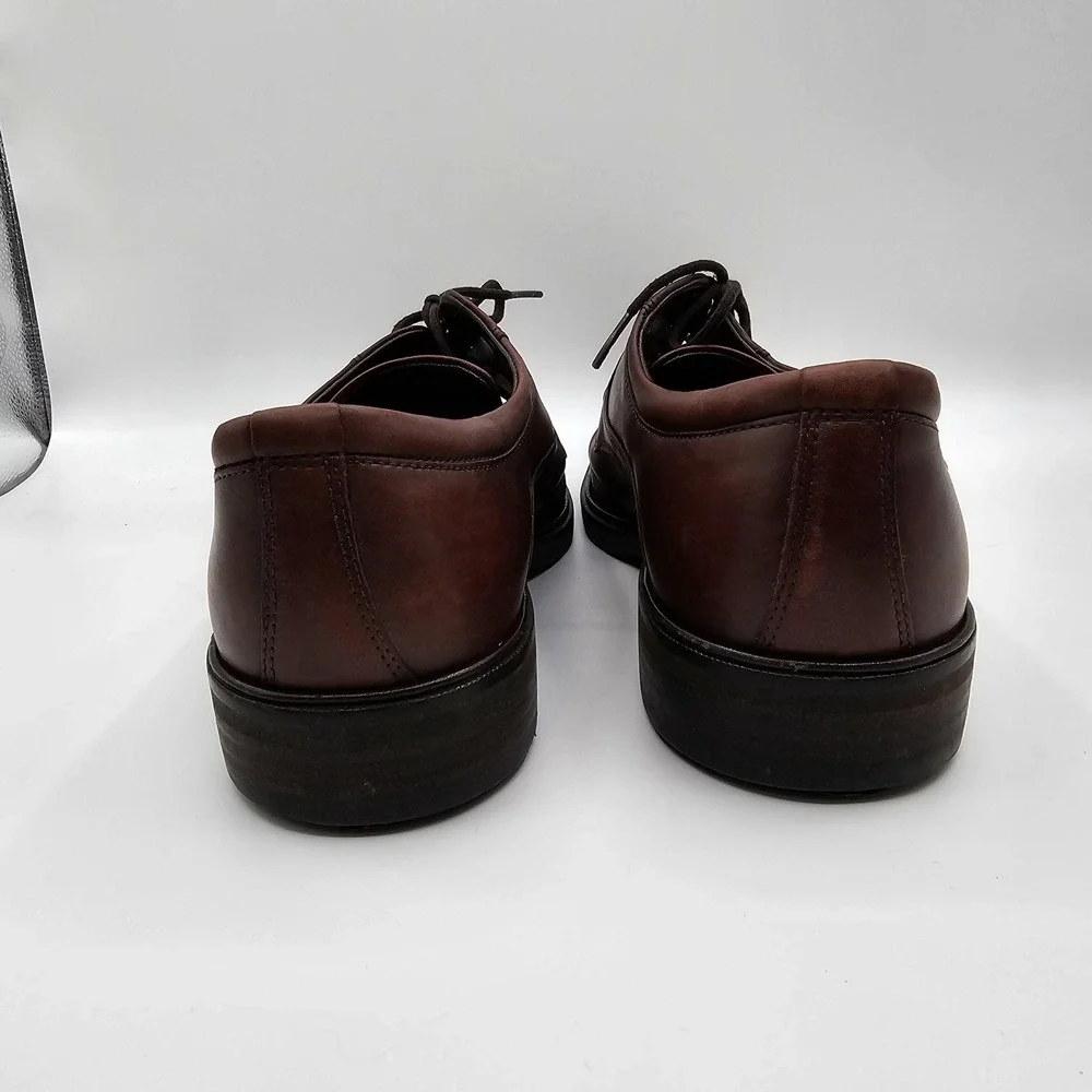 Ecco Shoes Mens Size 9.5‎ Brown Leather Derby Dress Lace Up Comfort Square Toe